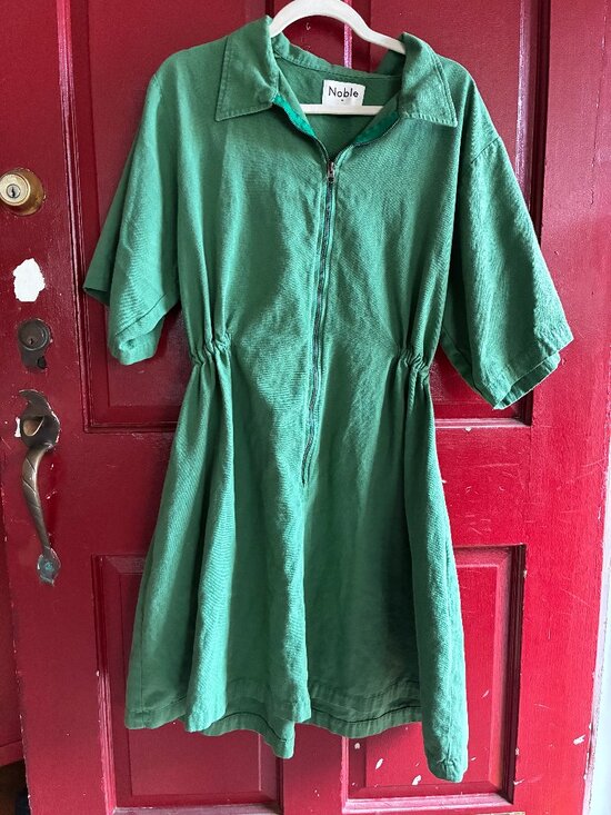 Noble Dresses & Skirts - Noble Green Zip-Front Mini Dress with Drawstring Waist